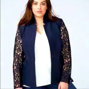 Lane Bryant Sexy Stretch Navy Blazer with Lace Detail Size 24P